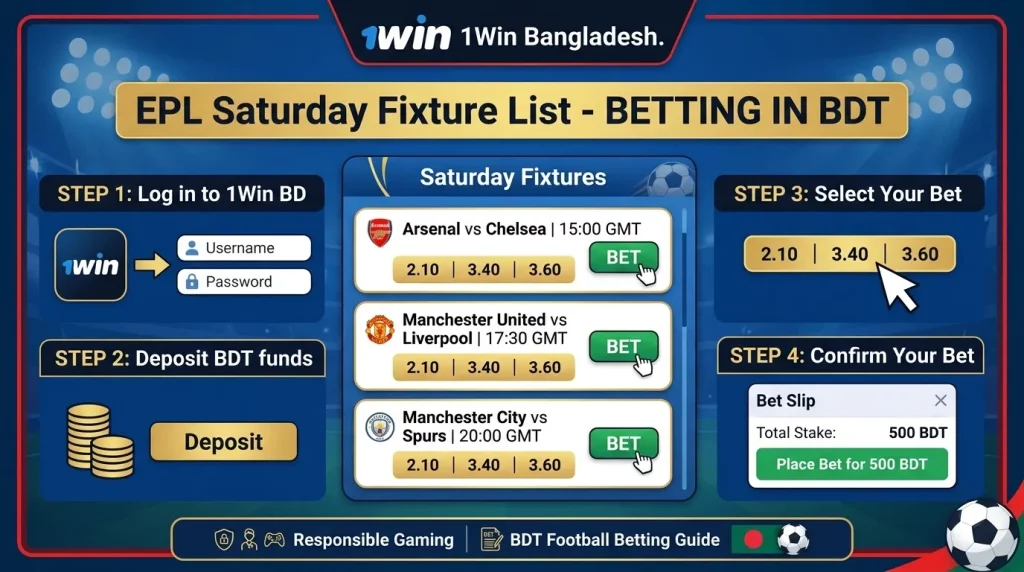 1Win Bangladesh: EPL Betting — How to Work a Saturday Fixture List in BDT